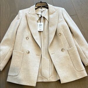 NWT Reiss Cream Beige Women's Double-Breasted Jacket